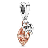 Sterling Silver Mistletoe Bow Love Heart Charm Bead