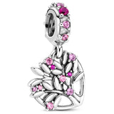 Sterling Silver Mistletoe Bow Love Heart Charm Bead
