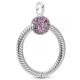 Small Pink Pave O & Heart O With Crystal Necklace Pendant