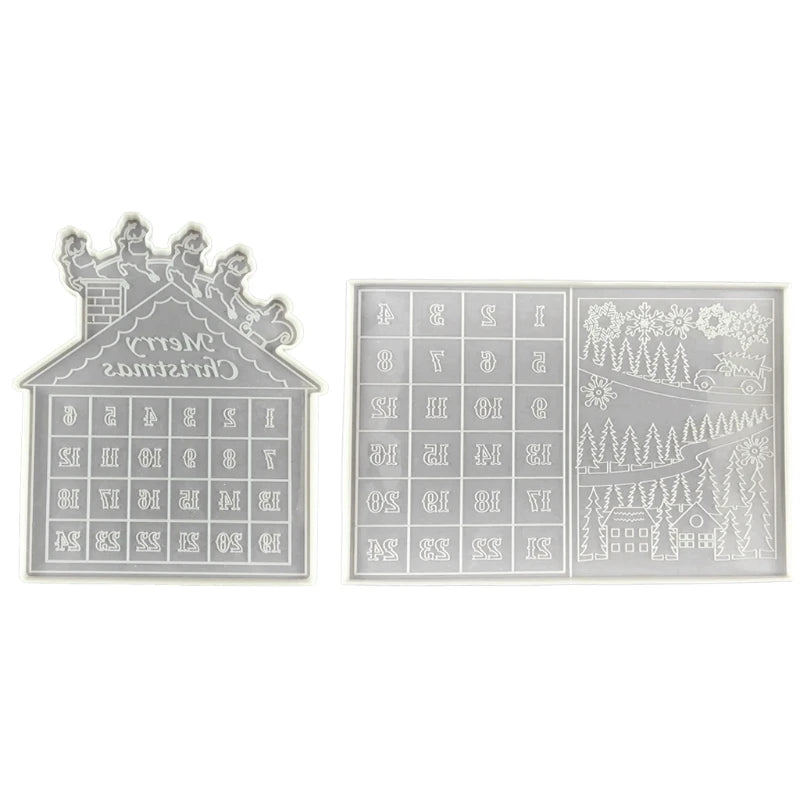 Christmas Countdown Calendar Epoxy Silicone Mold for Home Decor