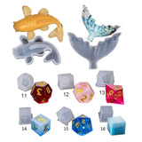 Crystal Epoxy Mold Dice Fillet Fishtail Shape Digital Game High Mirror Dice Mold