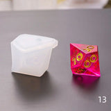 Crystal Epoxy Mold Dice Fillet Fishtail Shape Digital Game High Mirror Dice Mold