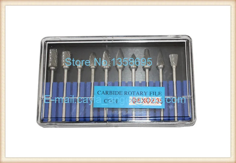 10pcs Carbide Rotary File Wood Carving Cutter Set Tools