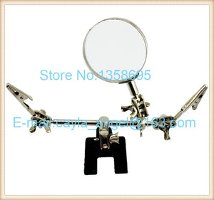 Stainless Steel Soldering Iron Stand Clamp Magnifying Glass Helping Tool