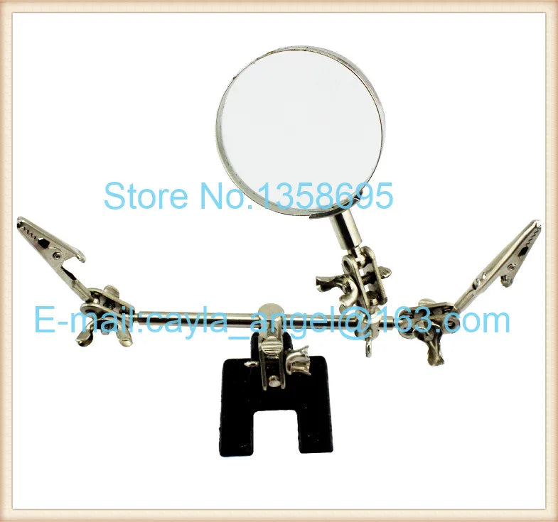 Stainless Steel Soldering Iron Stand Clamp Magnifying Glass Helping Tool