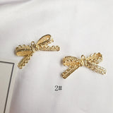 Metal Geometric Butterfly Knot Peach Heart Earrings