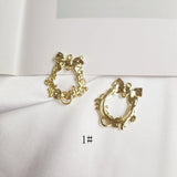 Metal Geometric Butterfly Knot Peach Heart Earrings