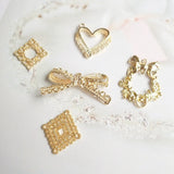 Metal Geometric Butterfly Knot Peach Heart Earrings