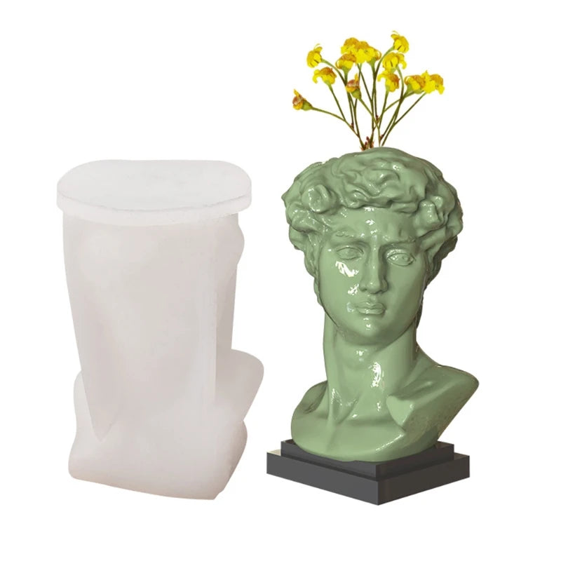 David Head Vase Silicone Mold for Home Decoration