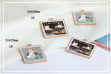 Alloy Cartoon Cats Geometry Metal Floating Locket Charms