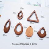 Natural Wood Geometric Texture Brown Drop Circular Triangle Earrings Pendants