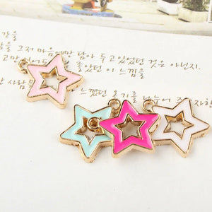 100pcs 14*15mm Hallow Out Star Shape Charms