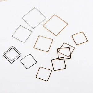 Diy Brass Geometric Square Earrings Ear Clip Frame Pendant