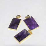 Purple Crystal Quartz Square Necklace Pendant Women's Accessory
