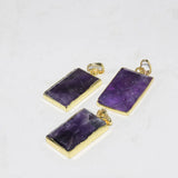 Purple Crystal Quartz Square Necklace Pendant Women's Accessory