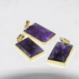 Purple Crystal Quartz Square Necklace Pendant Women's Accessory