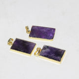 Purple Crystal Quartz Square Necklace Pendant Women's Accessory