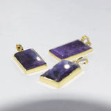 Purple Crystal Quartz Square Necklace Pendant Women's Accessory