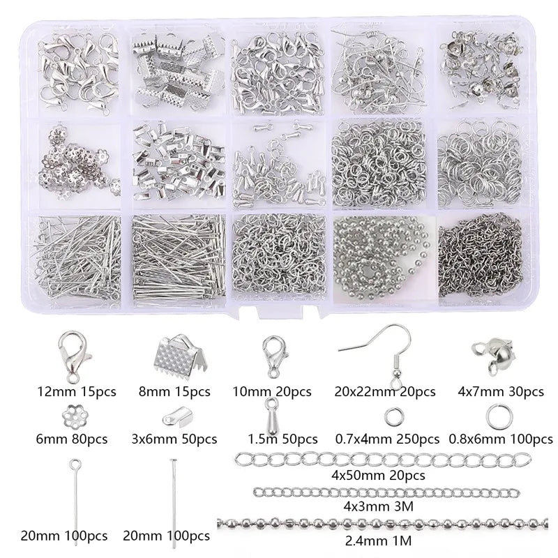 Jewelry Findings Kit Tools Lobster Clasp Open Jump Rings Earring Hook Set