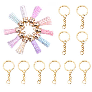 Multi-coloured Tassel Pendant Acrylic Key Chain Set