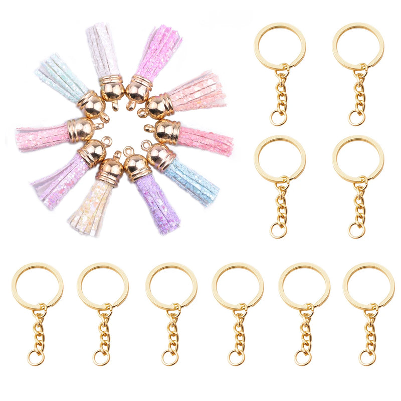 Multi-coloured Tassel Pendant Acrylic Key Chain Set