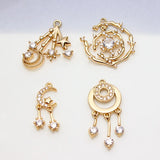 DIY Zircon Star Moon Pendant Earrings Necklace Material