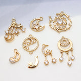 DIY Zircon Star Moon Pendant Earrings Necklace Material