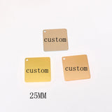 20pcs Personalized Stainless Steel Square Charms 25mm Pendant