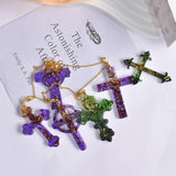Crystal Drops Epoxy Resin Cross Necklace Pendant Silicone Mold