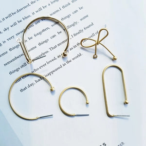 Bow Knot Ear-Needle Earrings, Copper, Electroplated, Irregular Shape