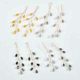 Hand-made Copper Winding Crystal Beads Branches Fairy Earrings
