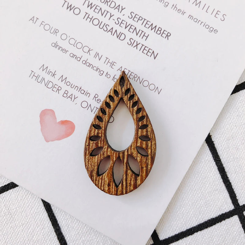 Natural Wood Geometric Texture Earrings Pendants