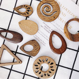 Natural Wood Geometric Texture Earrings Pendants