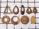 Natural Wood Geometric Texture Earrings Pendants
