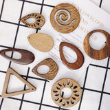 Natural Wood Geometric Texture Earrings Pendants
