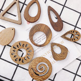 Natural Wood Geometric Texture Earrings Pendants