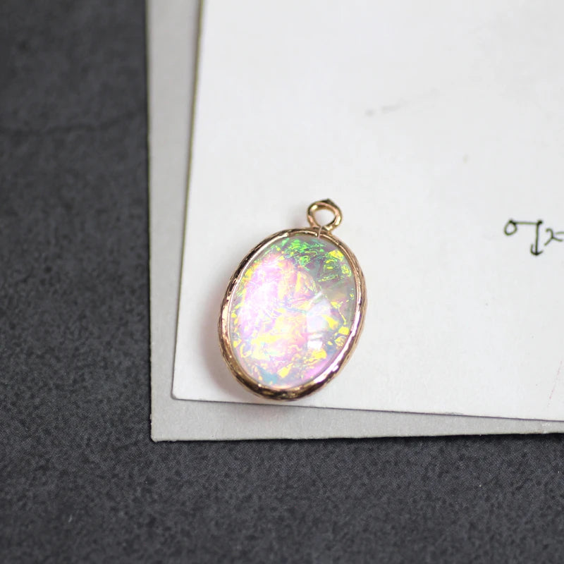 Resin Core Decoration Geometry Ovals Alloy Charms - 20pcs/lot
