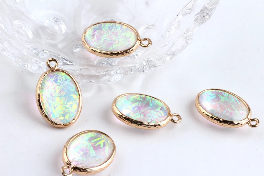 Resin Core Decoration Geometry Ovals Alloy Charms - 20pcs/lot