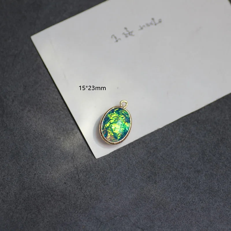 Resin Core Decoration Geometry Ovals Alloy Charms - 20pcs/lot