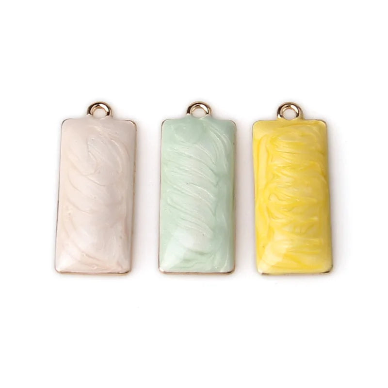 Alloy Drip Earrings Pendant Geometric Rectangular Enamel Charms 50pcs