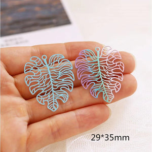 40pcs Tree Leaf Shape Alloy Charms for DIY Earring Pendants