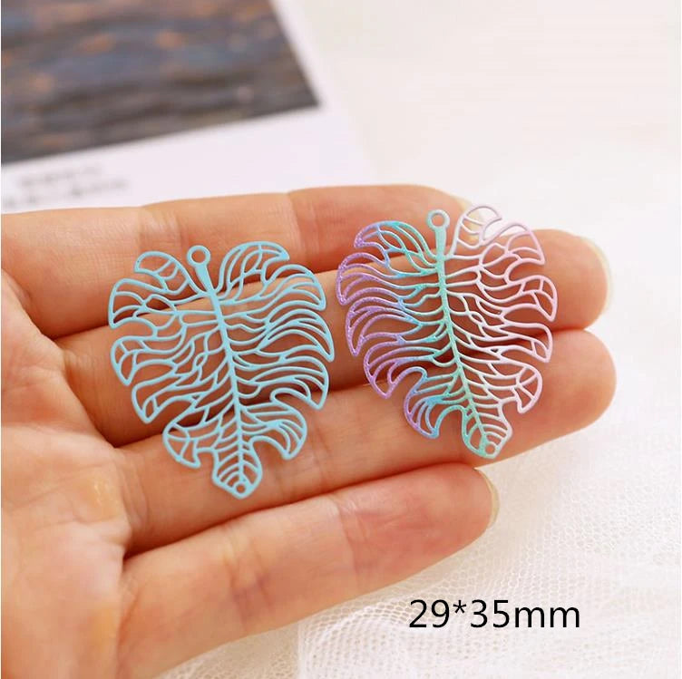 40pcs Tree Leaf Shape Alloy Charms for DIY Earring Pendants