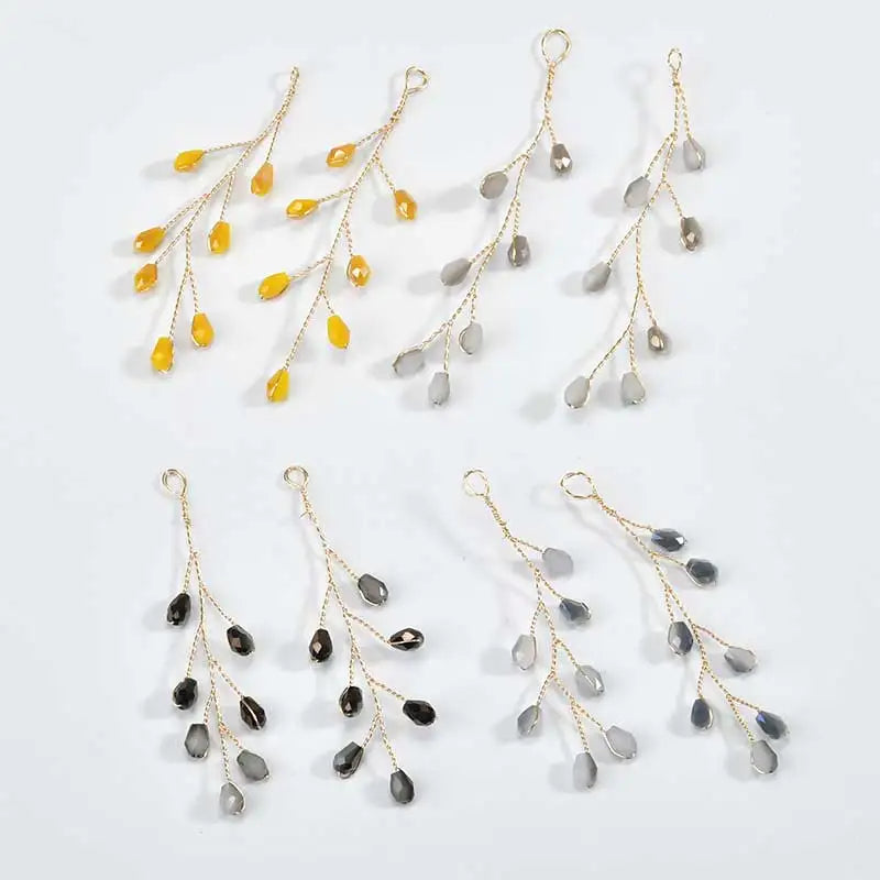 Crystal Copper Branch Charms DIY Jewelry Earrings Pendants Accessory 15pcs/lot