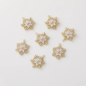 12pcs Snowflake Zircon Copper Charms Necklace Earring Pendant