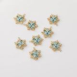 12pcs Snowflake Zircon Copper Charms Necklace Earring Pendant
