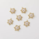 12pcs Snowflake Zircon Copper Charms Necklace Earring Pendant