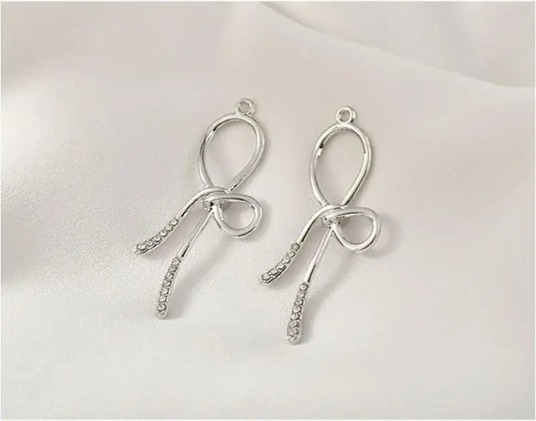 30pcs Cartoon Bow Ribbon Alloy Floating Locket Charms for Earring/Garment