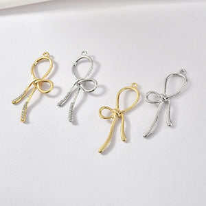 30pcs Cartoon Bow Ribbon Alloy Floating Locket Charms for Earring/Garment