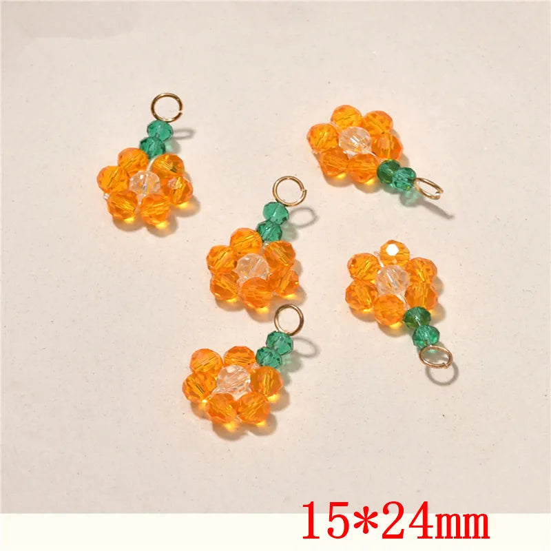 30pcs Copper Wire Beads Weave Flowers Charms Earring/Garment Accessory