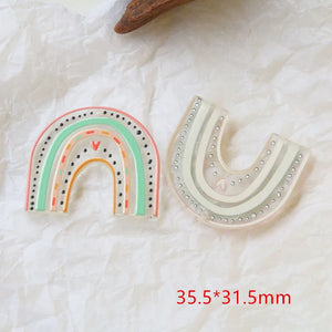 30pcs Cartoon Arched Rainbow Acrylic Beads for Earring/Garment Accessory